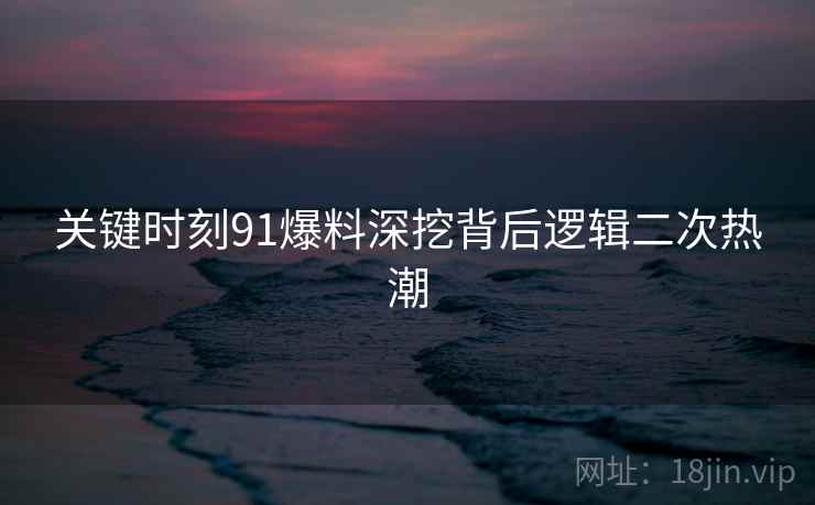 关键时刻91爆料深挖背后逻辑二次热潮